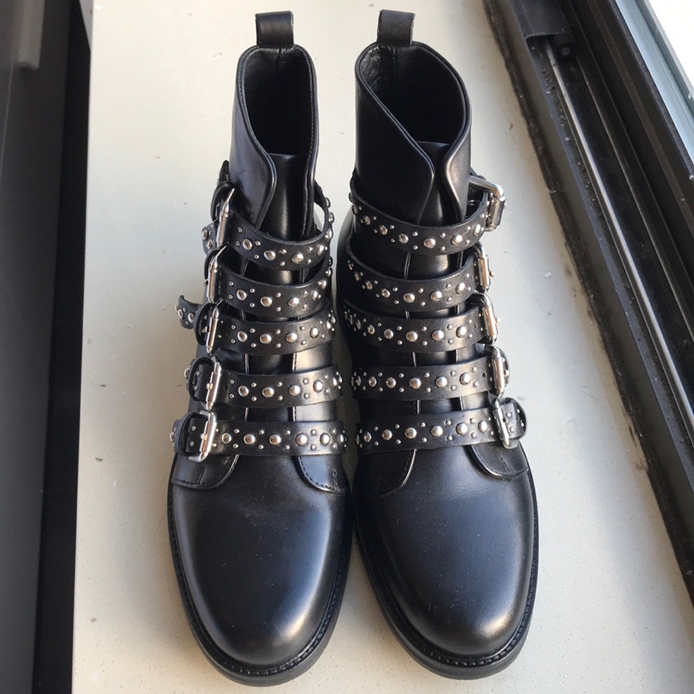 Maje Leather Combat Boots - NEW